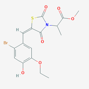molecular formula C16H16BrNO6S B424923 Methyl 2-[5-(2-bromo-5-ethoxy-4-hydroxybenzylidene)-2,4-dioxo-1,3-thiazolidin-3-yl]propanoate 