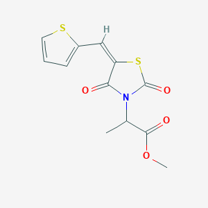 molecular formula C12H11NO4S2 B424925 methyl 2-[(5E)-2,4-dioxo-5-(thiophen-2-ylmethylidene)-1,3-thiazolidin-3-yl]propanoate 