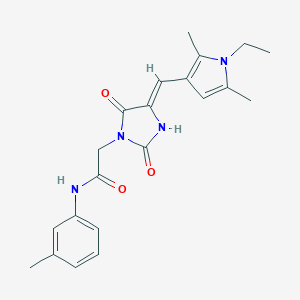 molecular formula C21H24N4O3 B424926 2-{4-[(1-ethyl-2,5-dimethyl-1H-pyrrol-3-yl)methylene]-2,5-dioxo-1-imidazolidinyl}-N-(3-methylphenyl)acetamide 