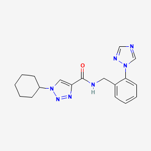 molecular formula C18H21N7O B4249265 1-cyclohexyl-N-[[2-(1,2,4-triazol-1-yl)phenyl]methyl]triazole-4-carboxamide 