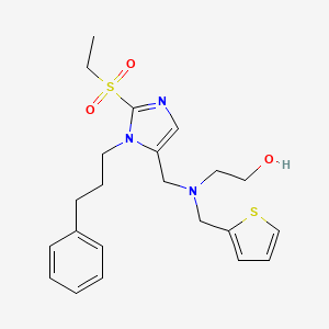 molecular formula C22H29N3O3S2 B4249274 2-[{[2-(ethylsulfonyl)-1-(3-phenylpropyl)-1H-imidazol-5-yl]methyl}(2-thienylmethyl)amino]ethanol 