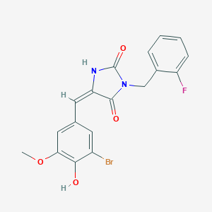 (5E)-5-(3-bromo-4-hydroxy-5-methoxybenzylidene)-3-(2-fluorobenzyl)imidazolidine-2,4-dione