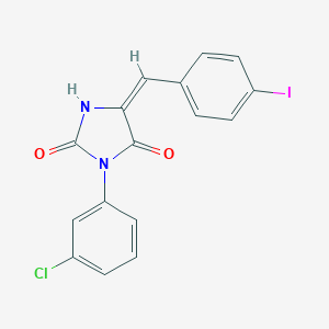 molecular formula C16H10ClIN2O2 B424933 (5E)-3-(3-chlorophenyl)-5-(4-iodobenzylidene)imidazolidine-2,4-dione 