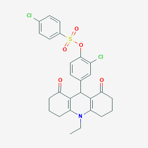 2-Chloro-4-(10-ethyl-1,8-dioxo-1,2,3,4,5,6,7,8,9,10-decahydro-9-acridinyl)phenyl 4-chlorobenzenesulfonate