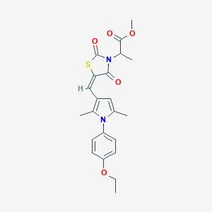 molecular formula C22H24N2O5S B424939 methyl 2-[(5E)-5-{[1-(4-ethoxyphenyl)-2,5-dimethyl-1H-pyrrol-3-yl]methylidene}-2,4-dioxo-1,3-thiazolidin-3-yl]propanoate 