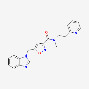 molecular formula C21H21N5O2 B4249417 N-methyl-5-[(2-methyl-1H-benzimidazol-1-yl)methyl]-N-[2-(2-pyridinyl)ethyl]-3-isoxazolecarboxamide 