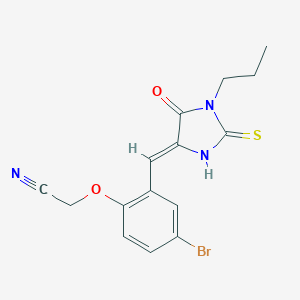 {4-Bromo-2-[(5-oxo-1-propyl-2-thioxo-4-imidazolidinylidene)methyl]phenoxy}acetonitrile