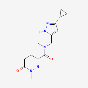 molecular formula C14H19N5O2 B4249442 N-[(5-cyclopropyl-1H-pyrazol-3-yl)methyl]-N,1-dimethyl-6-oxo-1,4,5,6-tetrahydro-3-pyridazinecarboxamide 