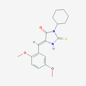 molecular formula C18H22N2O3S B424947 3-Cyclohexyl-5-(2,5-dimethoxybenzylidene)-2-thioxo-4-imidazolidinone 