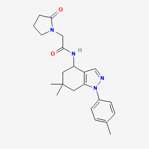 molecular formula C22H28N4O2 B4249470 N-[6,6-dimethyl-1-(4-methylphenyl)-5,7-dihydro-4H-indazol-4-yl]-2-(2-oxopyrrolidin-1-yl)acetamide 