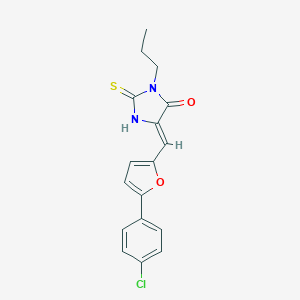molecular formula C17H15ClN2O2S B424948 5-{[5-(4-Chlorophenyl)-2-furyl]methylene}-3-propyl-2-thioxo-4-imidazolidinone 