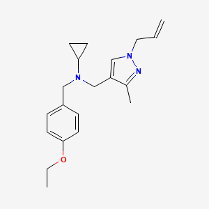 molecular formula C20H27N3O B4249533 N-[(1-allyl-3-methyl-1H-pyrazol-4-yl)methyl]-N-(4-ethoxybenzyl)cyclopropanamine 