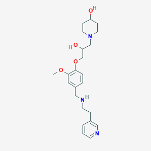 1-[2-Hydroxy-3-[2-methoxy-4-[(2-pyridin-3-ylethylamino)methyl]phenoxy]propyl]piperidin-4-ol