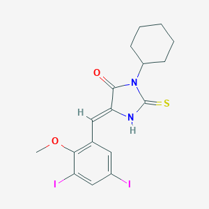 molecular formula C17H18I2N2O2S B424956 3-Cyclohexyl-5-(3,5-diiodo-2-methoxybenzylidene)-2-thioxo-4-imidazolidinone 