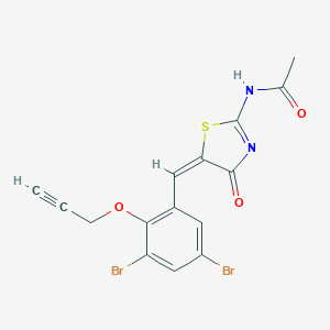 molecular formula C15H10Br2N2O3S B424958 N-{(5E)-5-[3,5-dibromo-2-(prop-2-yn-1-yloxy)benzylidene]-4-oxo-4,5-dihydro-1,3-thiazol-2-yl}acetamide 
