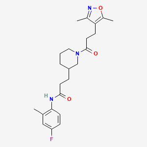 molecular formula C23H30FN3O3 B4249608 3-{1-[3-(3,5-dimethyl-4-isoxazolyl)propanoyl]-3-piperidinyl}-N-(4-fluoro-2-methylphenyl)propanamide 