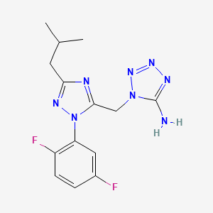 molecular formula C14H16F2N8 B4249631 1-{[1-(2,5-difluorophenyl)-3-isobutyl-1H-1,2,4-triazol-5-yl]methyl}-1H-tetrazol-5-amine 