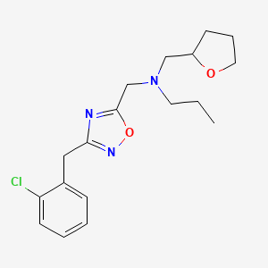 molecular formula C18H24ClN3O2 B4249634 N-{[3-(2-chlorobenzyl)-1,2,4-oxadiazol-5-yl]methyl}-N-(tetrahydro-2-furanylmethyl)-1-propanamine 