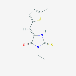 molecular formula C12H14N2OS2 B424966 5-[(5-Methyl-2-thienyl)methylene]-3-propyl-2-thioxo-4-imidazolidinone 