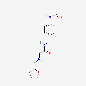 molecular formula C16H23N3O3 B4249661 N-[4-(acetylamino)benzyl]-2-[(tetrahydrofuran-2-ylmethyl)amino]acetamide 