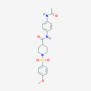molecular formula C21H25N3O5S B424967 N-[4-(acetylamino)phenyl]-1-[(4-methoxyphenyl)sulfonyl]-4-piperidinecarboxamide 