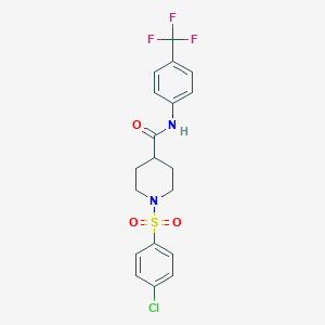 molecular formula C19H18ClF3N2O3S B424968 1-[(4-chlorophenyl)sulfonyl]-N-[4-(trifluoromethyl)phenyl]-4-piperidinecarboxamide 