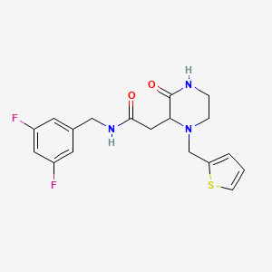 N-[(3,5-difluorophenyl)methyl]-2-[3-oxo-1-(thiophen-2-ylmethyl)piperazin-2-yl]acetamide