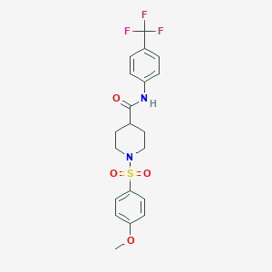 molecular formula C20H21F3N2O4S B424975 1-(4-methoxyphenyl)sulfonyl-N-[4-(trifluoromethyl)phenyl]piperidine-4-carboxamide CAS No. 593263-39-9
