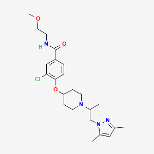 molecular formula C23H33ClN4O3 B4249758 3-chloro-4-({1-[2-(3,5-dimethyl-1H-pyrazol-1-yl)-1-methylethyl]-4-piperidinyl}oxy)-N-(2-methoxyethyl)benzamide 