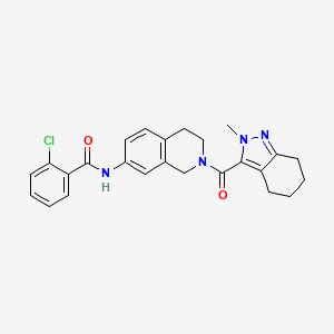 molecular formula C25H25ClN4O2 B4249775 2-chloro-N-{2-[(2-methyl-4,5,6,7-tetrahydro-2H-indazol-3-yl)carbonyl]-1,2,3,4-tetrahydro-7-isoquinolinyl}benzamide 