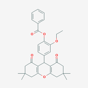 2-ethoxy-4-(3,3,6,6-tetramethyl-1,8-dioxo-2,3,4,5,6,7,8,9-octahydro-1H-xanthen-9-yl)phenyl benzoate