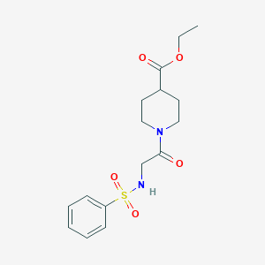 molecular formula C16H22N2O5S B424987 Ethyl 1-{[(phenylsulfonyl)amino]acetyl}-4-piperidinecarboxylate 