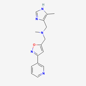 molecular formula C15H17N5O B4249888 N-methyl-1-(4-methyl-1H-imidazol-5-yl)-N-[(3-pyridin-3-ylisoxazol-5-yl)methyl]methanamine 