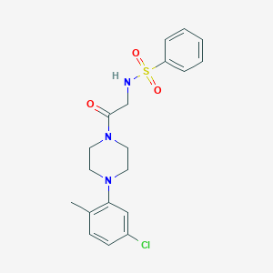 molecular formula C19H22ClN3O3S B424991 N-{2-[4-(5-chloro-2-methylphenyl)-1-piperazinyl]-2-oxoethyl}benzenesulfonamide 