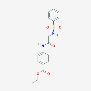 molecular formula C17H18N2O5S B424993 Ethyl 4-({[(phenylsulfonyl)amino]acetyl}amino)benzoate 