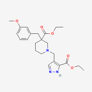 ethyl 1-[(5-ethoxycarbonyl-1H-pyrazol-4-yl)methyl]-3-[(3-methoxyphenyl)methyl]piperidine-3-carboxylate