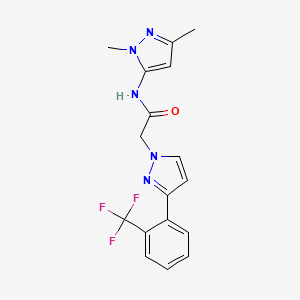 molecular formula C17H16F3N5O B4249935 N-(1,3-dimethyl-1H-pyrazol-5-yl)-2-{3-[2-(trifluoromethyl)phenyl]-1H-pyrazol-1-yl}acetamide 