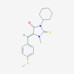 molecular formula C18H22N2OS2 B424994 3-Cyclohexyl-1-methyl-5-[4-(methylsulfanyl)benzylidene]-2-thioxo-4-imidazolidinone 
