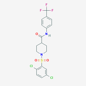 molecular formula C19H17Cl2F3N2O3S B424995 1-[(2,5-dichlorophenyl)sulfonyl]-N-[4-(trifluoromethyl)phenyl]-4-piperidinecarboxamide 
