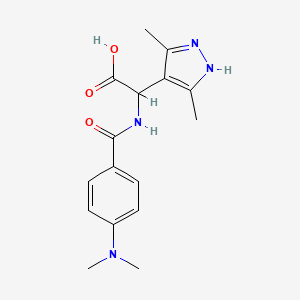 molecular formula C16H20N4O3 B4249958 {[4-(dimethylamino)benzoyl]amino}(3,5-dimethyl-1H-pyrazol-4-yl)acetic acid 