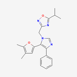 molecular formula C21H22N4O2 B4249966 3-{[5-(4,5-dimethyl-2-furyl)-4-phenyl-1H-imidazol-1-yl]methyl}-5-isopropyl-1,2,4-oxadiazole 