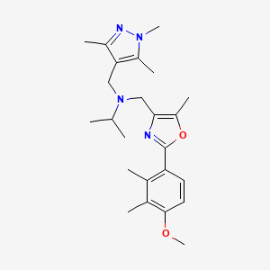 molecular formula C24H34N4O2 B4249972 N-{[2-(4-methoxy-2,3-dimethylphenyl)-5-methyl-1,3-oxazol-4-yl]methyl}-N-[(1,3,5-trimethyl-1H-pyrazol-4-yl)methyl]-2-propanamine 