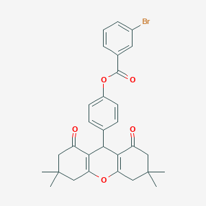 molecular formula C30H29BrO5 B424999 4-(3,3,6,6-tetramethyl-1,8-dioxo-2,3,4,5,6,7,8,9-octahydro-1H-xanthen-9-yl)phenyl 3-bromobenzoate 