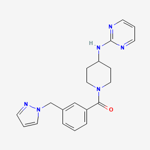 molecular formula C20H22N6O B4250016 N-{1-[3-(1H-pyrazol-1-ylmethyl)benzoyl]piperidin-4-yl}pyrimidin-2-amine 