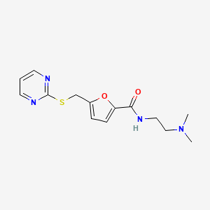 molecular formula C14H18N4O2S B4250044 N-[2-(dimethylamino)ethyl]-5-[(pyrimidin-2-ylthio)methyl]-2-furamide 