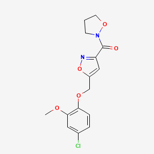 molecular formula C15H15ClN2O5 B4250056 [5-[(4-Chloro-2-methoxyphenoxy)methyl]-1,2-oxazol-3-yl]-(1,2-oxazolidin-2-yl)methanone 