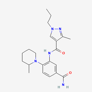 molecular formula C21H29N5O2 B4250153 N-[5-(aminocarbonyl)-2-(2-methylpiperidin-1-yl)phenyl]-3-methyl-1-propyl-1H-pyrazole-4-carboxamide 