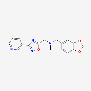 molecular formula C17H16N4O3 B4250196 (1,3-benzodioxol-5-ylmethyl)methyl{[3-(3-pyridinyl)-1,2,4-oxadiazol-5-yl]methyl}amine 