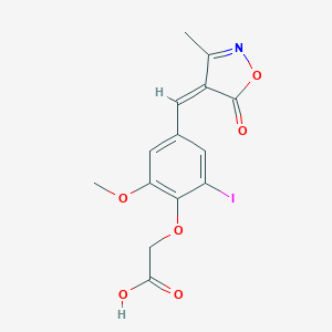 molecular formula C14H12INO6 B425020 {2-iodo-6-methoxy-4-[(3-methyl-5-oxo-4(5H)-isoxazolylidene)methyl]phenoxy}acetic acid 