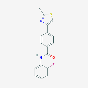 molecular formula C17H13FN2OS B425021 N-(2-fluorophenyl)-4-(2-methyl-1,3-thiazol-4-yl)benzamide 